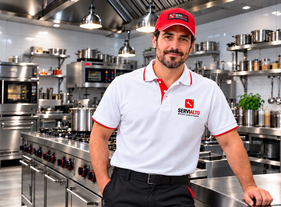 Cocina profesional de un bar en Madrid con equipamiento de hostelería